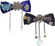 [VALICLUD] 2pcs Steampunk Gear Hair Clips Bow Clasp Accessories Elegant Adorned Barrettes Lightweight Durable for Parties Festivals Daily Wear for Teens