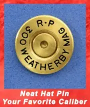 Remington R-P 300 WEATHERBY MAG Brass Hat Pin Tie Tac Pin Magnum Bullet Ammo