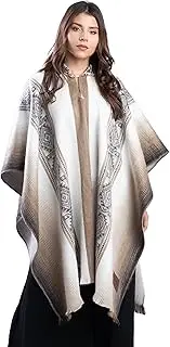[QISU] Alpaca Wool Poncho, Handmade in Ecuador, Thick, Warm and Alpaca Wool Poncho, Lightweight and Soft