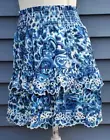 House Of Harlow 1960 Melba Blue Skirt Small Lined Layered Smocked Embroidered