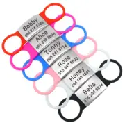 Silent Slide on Pet ID Tags Personalized Dog Cat Engraved Name Custom Collar S L