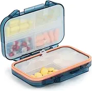 Skycase Large Pill Organizer, Travel Large Pill Organizer with 7 Compartments, Portable Container Box for Pocket Purse,Weekly Essentials Supplement Holder, Vitamin Sorter, Medicines Dispenser (Blue)