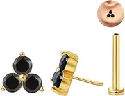 [FANSING] Cartilage Earring Tragus Stud Trio CZ Stone Flat Back Earring for Helix Conch Threadless Push Pin Labret Stud