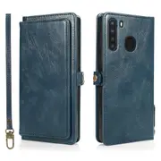 Samsung A41 A40 A33 A32 Case, Card Slot Holder Cash Pocket PU Leather, Blue - Samsung A21 Eu