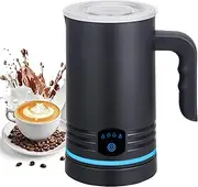 QZTHOU Electric Milk Frother, 4-in-1 Milk Frother and Milk Steamer, 430ml Automatic Hot & Cold Foam Maker, with Touch Screen, Perfect for Hot Chocolate, Lattes, Cappuccinos, and Macchiatos(Black)
