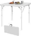 34Inch Square Plastic Folding Table, Fold in Half Card Table W/Handle, Portable