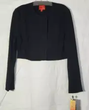 NARCISO RODRIGUEZ Jacket Larg Women's Black Cropped Bolero Snap Design Nation