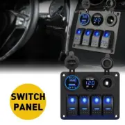 4 Gang Rocker Blue LED Panel Switch Circuit Breaker Waterproof Car Marine Boat (for: Fiat)