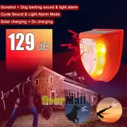 Solar Power Motion Sensor Sound Light Alarm Dog Barking Gunshots Repeller 3 Mode
