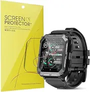 Compatible for PUREROYI Military Smart Watches Screen Protector, [6 Pack] Full Coverage TPU Clear Film Compatible for PUREROYI 1.83'' C20 Pro Military Smart Watches / meoonley C20 Pro 1.83 inch