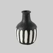 Black and White Strip Ceramic Vase - Small