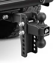 METOWARE Adjustable Trailer Hitch - Heavy Duty Tow Hitch Fits 2 Inch Receiver - Drop Hitch with 6-Inch Drop/Rise for Truck (22,000 LBS GTW), Double Stainless Steel Locks & Hitch Pin