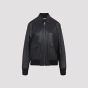 [Ralph Lauren Collection] Ralph Lauren Collection-Black Lamb Leather Coale Bomber Jacket-Donna 6 US