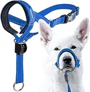 Halti for Large Dogs, Dog Halter with Padded Fabric, Adjustable Pulling Prevents Halti Head Harness, Soft Anti-Pull Collar for Large Dogs (Blue, L (Snout: 11.6-14.8 inches))