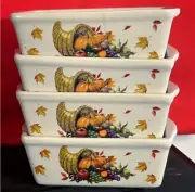 Garden Ridge Fall Leaves Ceramic Mini Bread Loaf Pans Set of 7 Thanksgiving