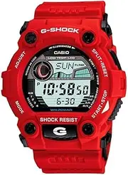 CASIO Men's G-Shock Tide/Moon Worldtime Digital Watch, Clear Dial, Red Band