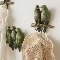 在飛比找樂天市場購物網優惠-左岸麥田 安特波綠色鸚鵡小鳥掛鉤墻上裝飾品創意客廳壁飾墻飾