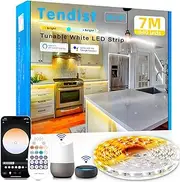 7M White LED Light Strips 3000K-6500K, Tendist Alexa Compatible Led Strip Light Cool and Warm White Dimmable, 24V App Smart Under Cabinet Lighting with Remote, Counter Light for Kitchen, Mirror