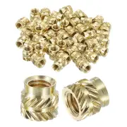Knurled Insert Nuts, 50pcs M5x7mm Lx7.5mm OD Brass Heat Set Insert