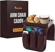 Houseables Armchair Caddy, Recliner Accessories, Armrest Organizer, Arm Chair Caddy, Sofa Armrest Organizer, Remote Control Holder for Recliner, Storage Pocket for Couch, Side Cover, Pouch, Brown