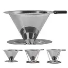 Pour Over Coffee Dripper Reusable Paperless Coffee Metal Cone Fine Mesh Filter