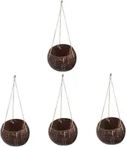 BESPORTBLE Hanging Planter Coconut Shell Flowerpot with Hanging Rope for Decoration for Succulents Herbs Ferns Chic Design for