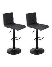 [Artiss] Kitchen Swivel Fabric Chair Bar Stools x2 in Black