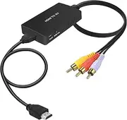 HDMI to RCA Converter, HDMI to AV Composite Video Audio Converter Adapter Supports PAL/NTSC for TV Stick, Roku, PS4, Xbox, Switch, Blu-Ray, DVD Player