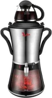 Electric Stainless Steel Samovar Fireplace Design Glass Pot (1L) (3.2 L) Silver
