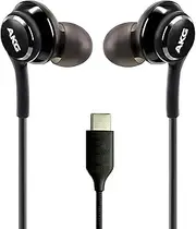 OEM UrbanX 2021 Stereo Headphone for Samsung Galaxy S20 5G Braided Cable - Designed by AKG - with Microphone (Black) USB-C Connector (US Version with Warranty)