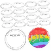 NUOBESTY 20pcs Clear Button Pins Blank Badges for Crafts Secure Pin Backing for Personal and Business Use Transparent Design