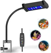 Lominie LED Aquarium Light,2-Channels Manual Timer Dimmer Planted Fish Light with Adjustable Gooseneck,Full Spectrum Coral Fish Tank Clip on Light, with Remote Controller.(Seawater,)