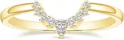 [Mameloly] CZ Wedding Bands for Women Pear & Round Shaped Cubic Zirconia Curved Stackable Engagement Rings for Her Size 4-12