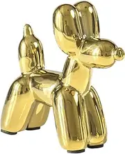 Notakia Cute Golden Electroplating Ceramics Balloon Dog Statue Crafts Living Room Desktop Decorations,Handmade Modern Small Ceramic Animal Statue Ornament Home Decor Accents