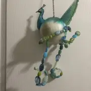 Sun Catcher Wind Chime Out Door Indoor Gift Wrapped Glass Beads Peacock