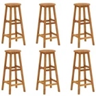 6 Pcs Wooden Bar Chair Set Garden Barstool Solid Acacia Wood Outdoor Stools
