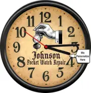 Personalized Your Name Pocket Watch Watchmaker Repair Retro Vintage Wall Clock