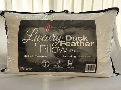 2 x Luxury Duck Feather & Down Pillow,Comfortable Extra Filling Hotel Quality