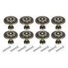 8 Sets Vintage Drawer Knobs with Flower Pattern for Cupboards Bronze(1.2" Long)