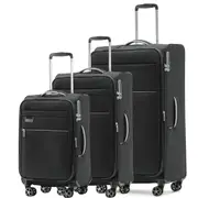 Tosca Vega Softside EXP 3 Piece (55, 70, 81) Suitcase Set Black