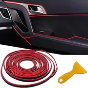 OSIFIT Car Interior Trim Strips,Universal 16.4 ft Car Electroplating Decoration Styling Door Dashboard, Flexible Interior Trim Accessories with Installing Tool(Red)