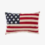 Set of 2 Hobby Lobby American Flag Fringe Pillow 12"x8" Rectangular
