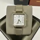 Fossil Women Colleen Gold-Tone Three-Hand Stainless Steel Mesh Watch BQ3972