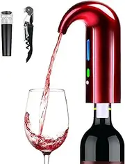 Electric Wine Aerator, Wine Dispenser, Aeration and Decanter Wine Pourer, Red White Wine Accessories Wine Gifts Father's Day gifts-Red