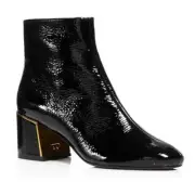 NEW Tory Burch JULIANA 65 Bootie Ankle Boots Patent Leather Black Gold Shoes 7.5