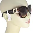 GUESS Cat Eye Tortoise Shell Sunglasses Logo Print Arms Bling Logos GO00050-52F