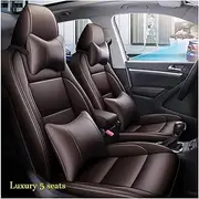 Luxury Custom Fit Car Seat Cover Compatible for VW and Tiguan 2013-2018 Years Fron/Back Seat Easy to Install Decoration Accessories(Coffee 2013)