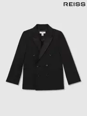 Reiss Black Knightsbridge Db 13-14 yrs Wool-Blend Double-Breasted Tuxedo Jacket (AW3969) | $225