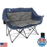 LANMOUNTAIN Folding Loveseat Camping Chair,Portable Double Chair w/Cup Holder