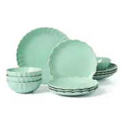 French Perle Scallop Ice Blue 12Pc Dinnerware Set, 17.70